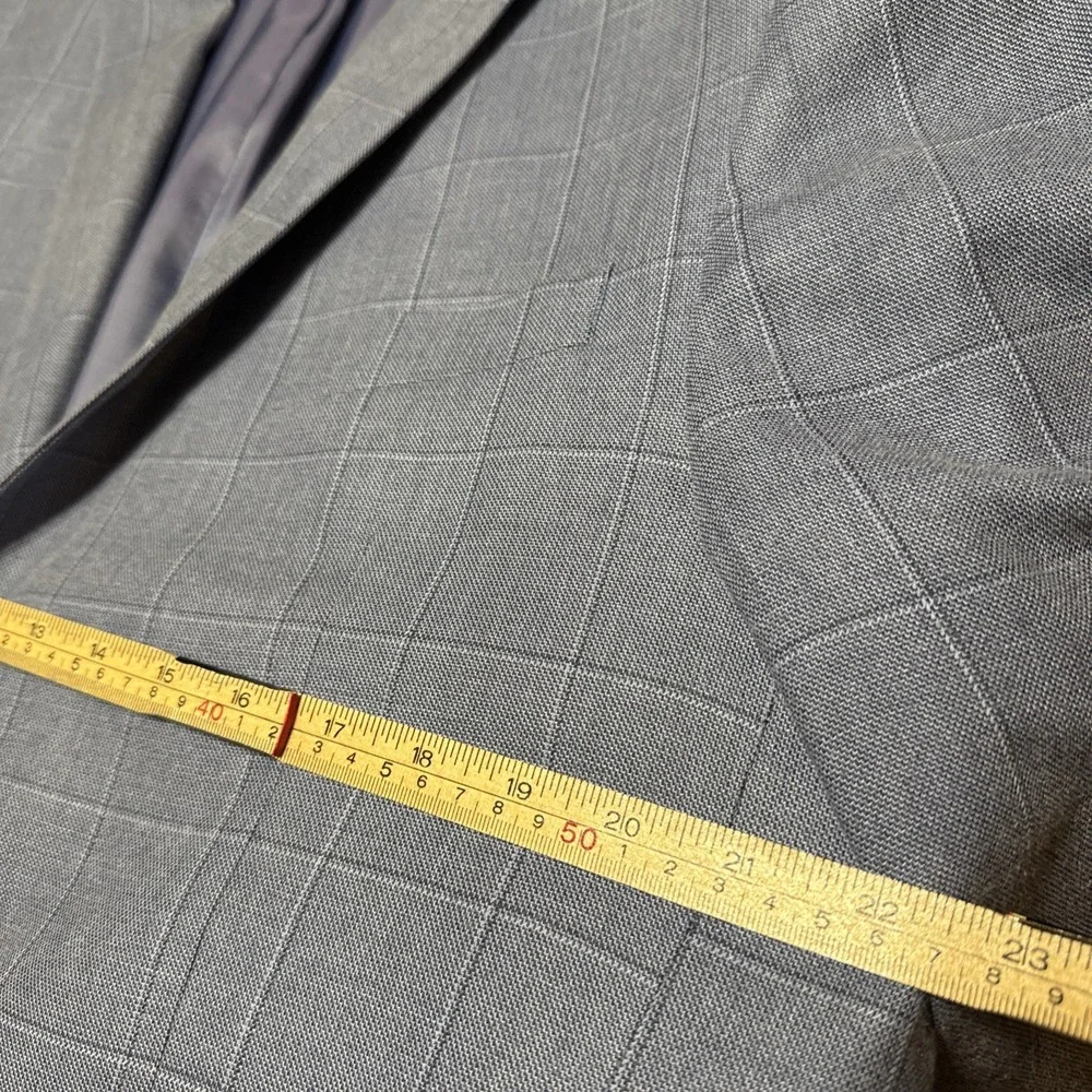 Lauren Ralph Lauren Men's Blazer 44R Light Blue Windowpane Silk/wool